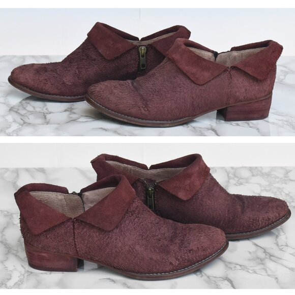 Seychelles - Anthropologie Snare Towel Ankle Boots - Suede - Burgundy - Size 7.5 - Picture 5 of 6